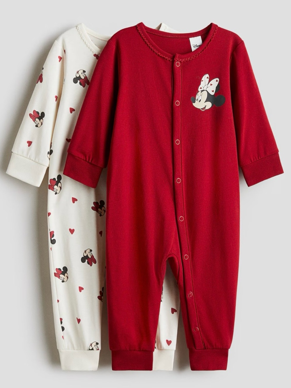 H&M Minnie Mouse Printed 2-Pack Pajama Jumpsuits